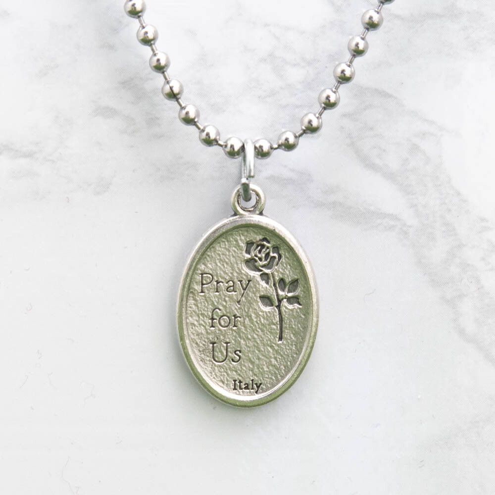 Patron Saint St Michael Pray For Us 1″ Medal Pendant Necklace 24″ Chain Italy