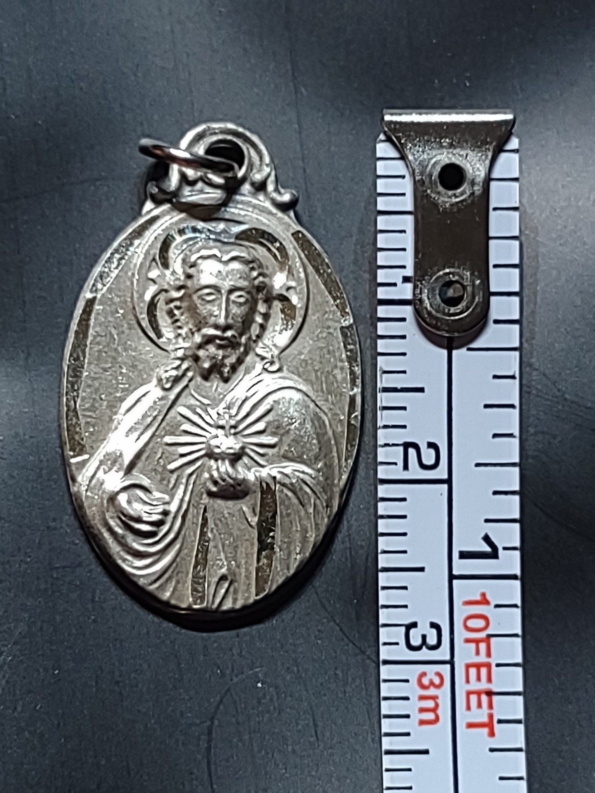 VTG 1950S ? CATHOLIC STERLING SILVER PENDANT CHARM METAL JESUS VIRGIN MOTHER