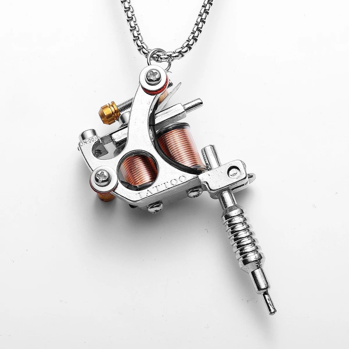 Men Charm Tattoo Machine Stainless Steel Jewelry Necklaces With Pendant For Male