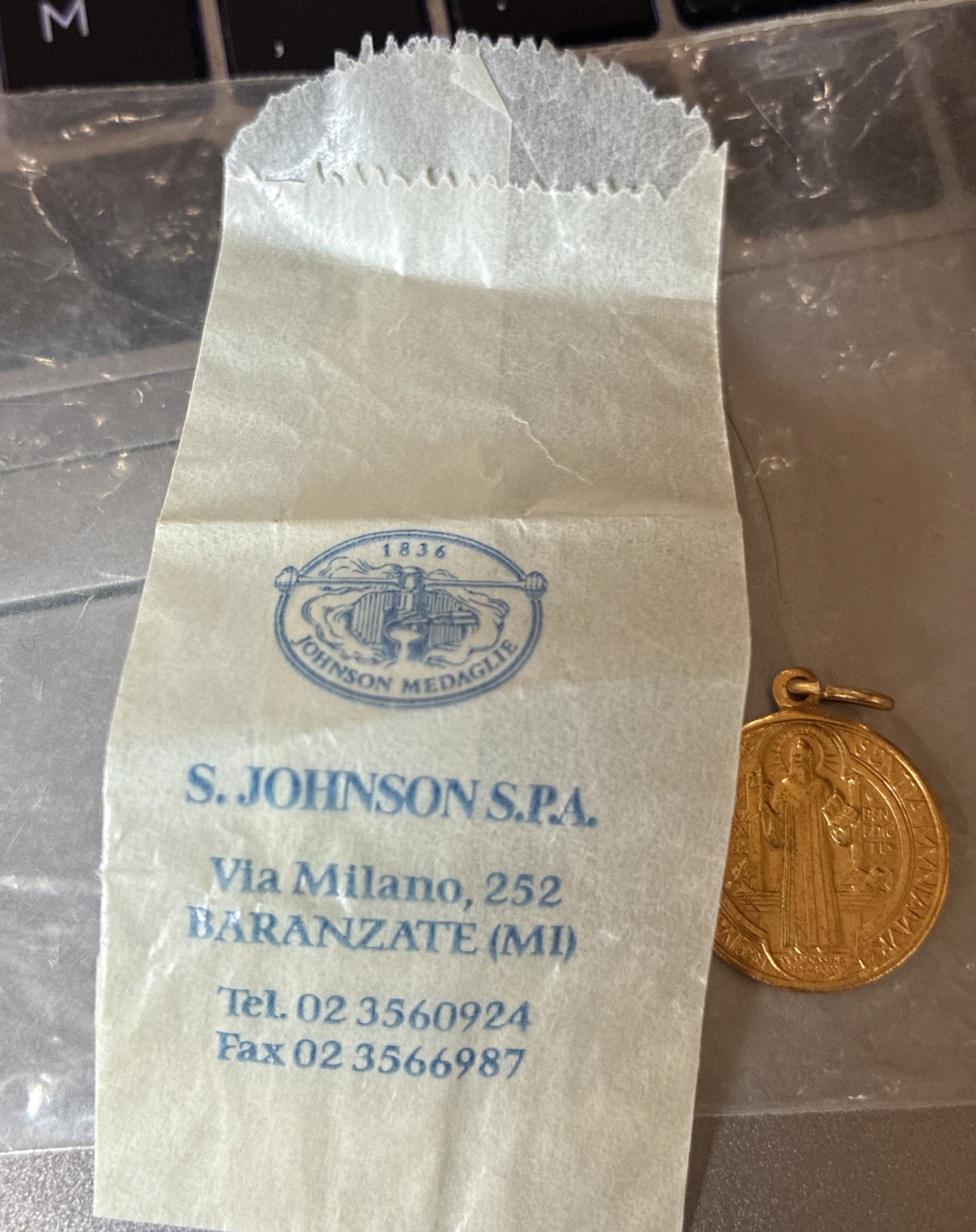 Unknown Saint Medallion From Italy -Gold Color