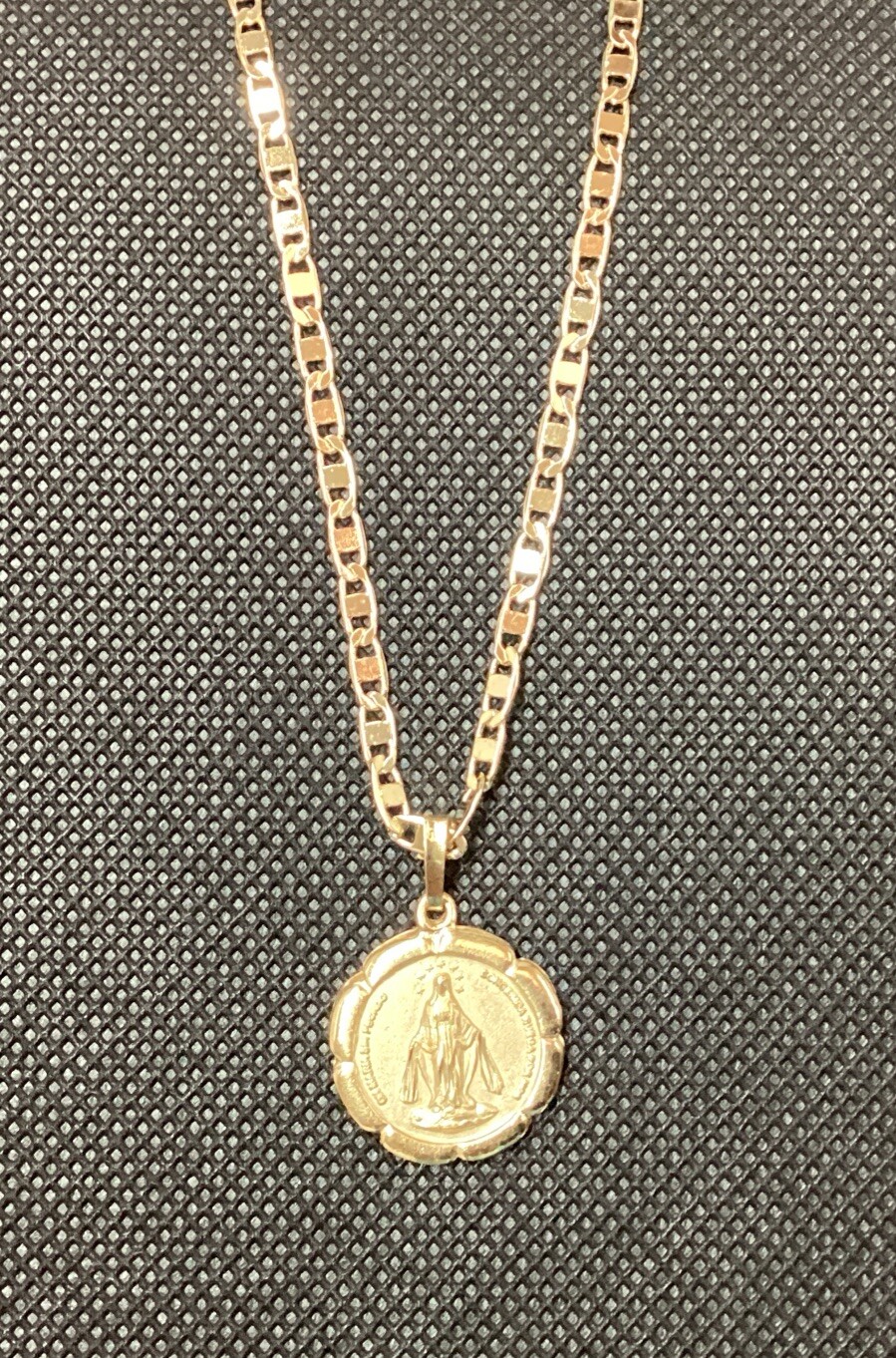MEDALLA Y CADENA VIRGEN MIRACULOUS MEDAL;14k GOLD PLATED MEDAL AND CHAIN