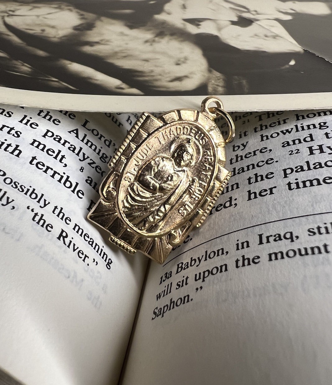 RAW BRASS St.Jude Thaddeus Prayer Charm