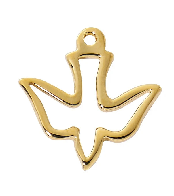 Gold Plated Sterling Silver Dove Cut Out Medal Pendant With 16-18″ Chain