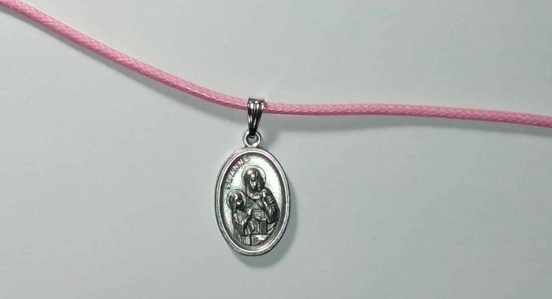 Lovely Pink Necklace, Quality St. Anne & Mary Holy Medal, Gift for a Sweet Girl