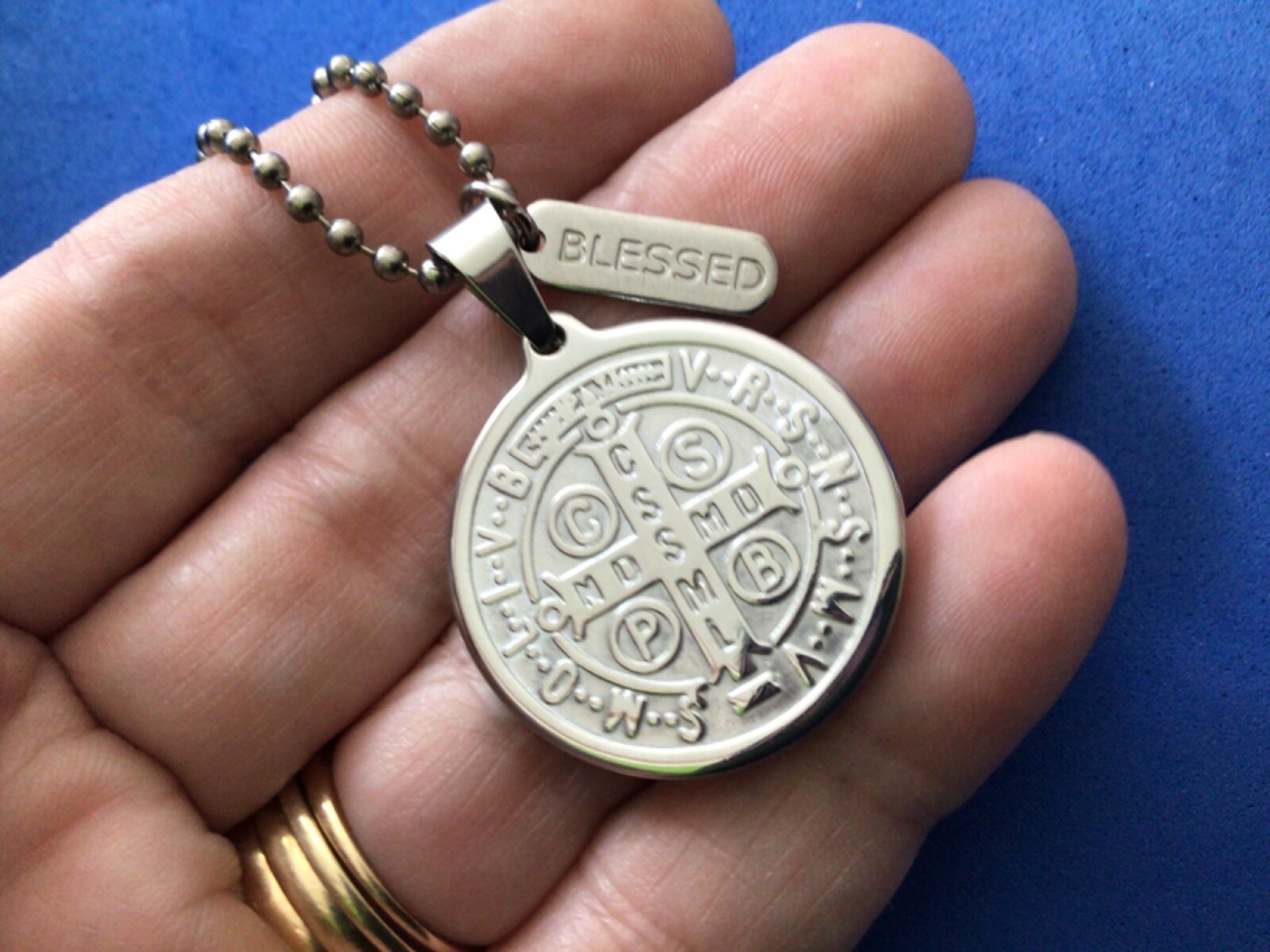 St BENEDICT Medal Necklace Blessed Exorcism Saint Medal Solid Stainless Steel