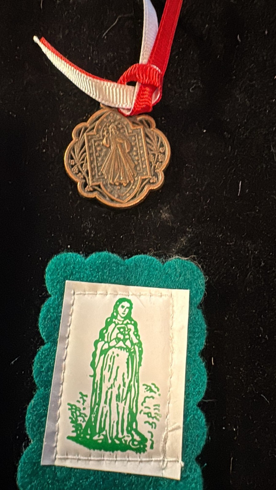 Catholic Felt Scapular Immaculate Heart Patch & Divine Mercy Medal “Jesus”