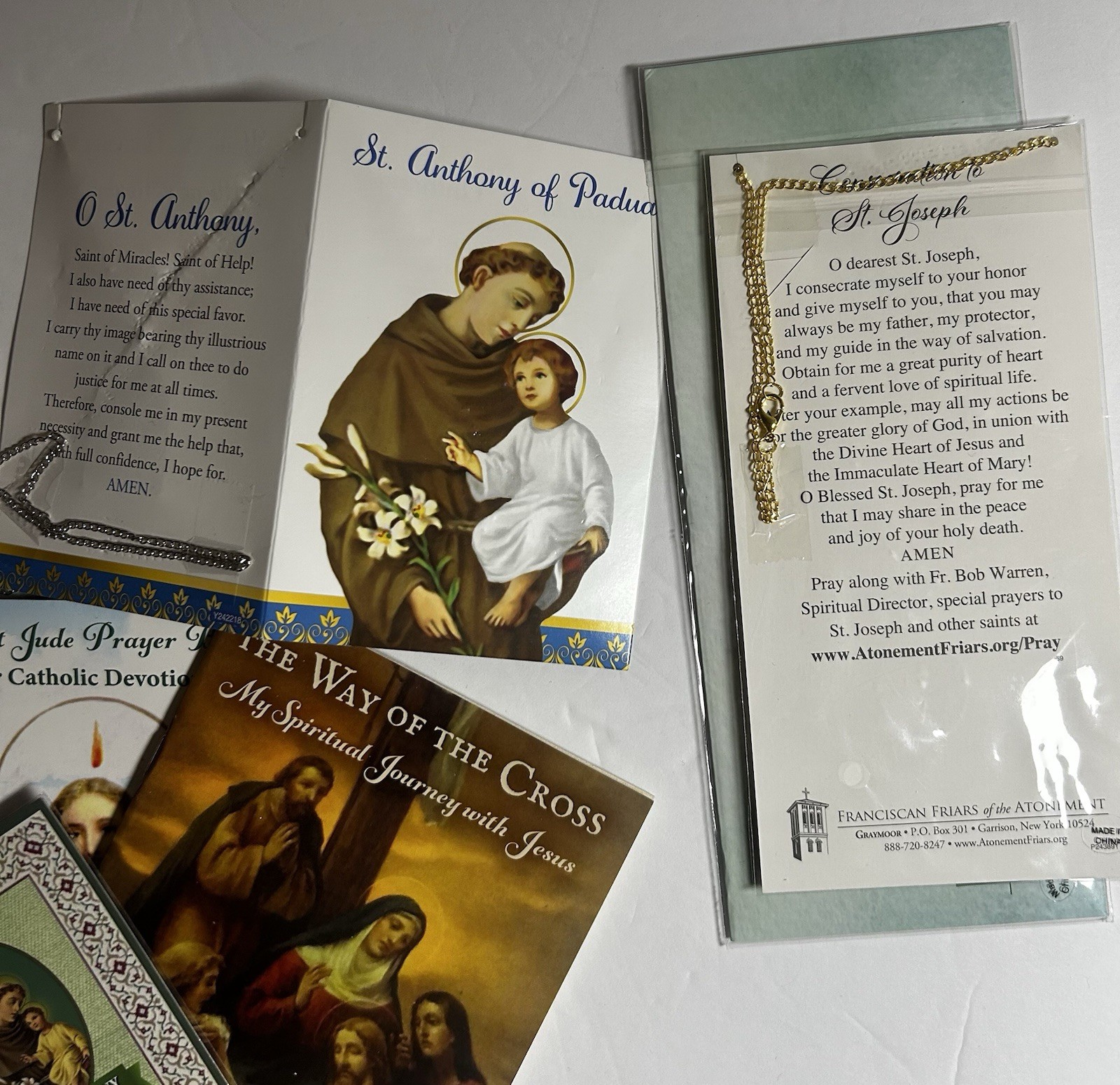 Catholic Metals Lot Of 6 – Pray For Us St. Jude & St.Anthony Necklace Charms Etc