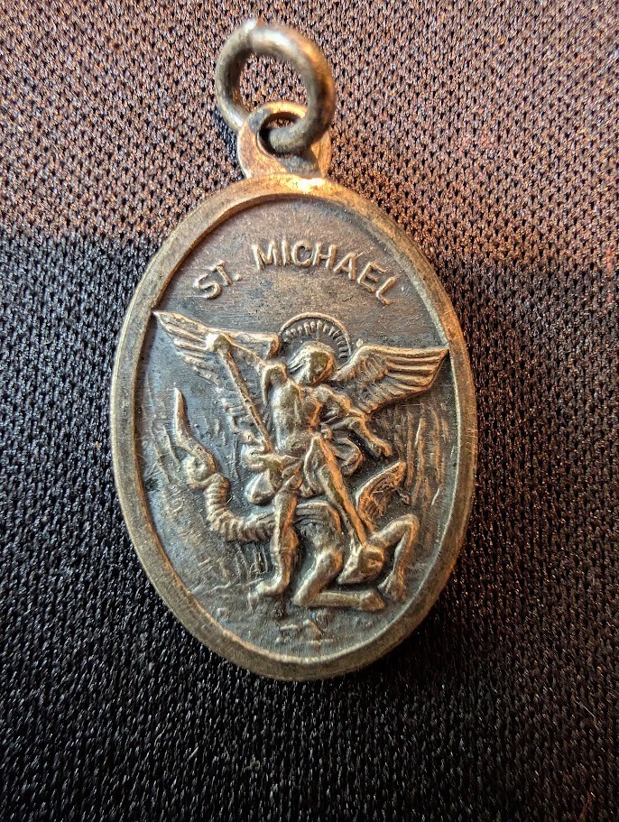 Vintage Guardian Angel Christian Medal St Michael Italy Used