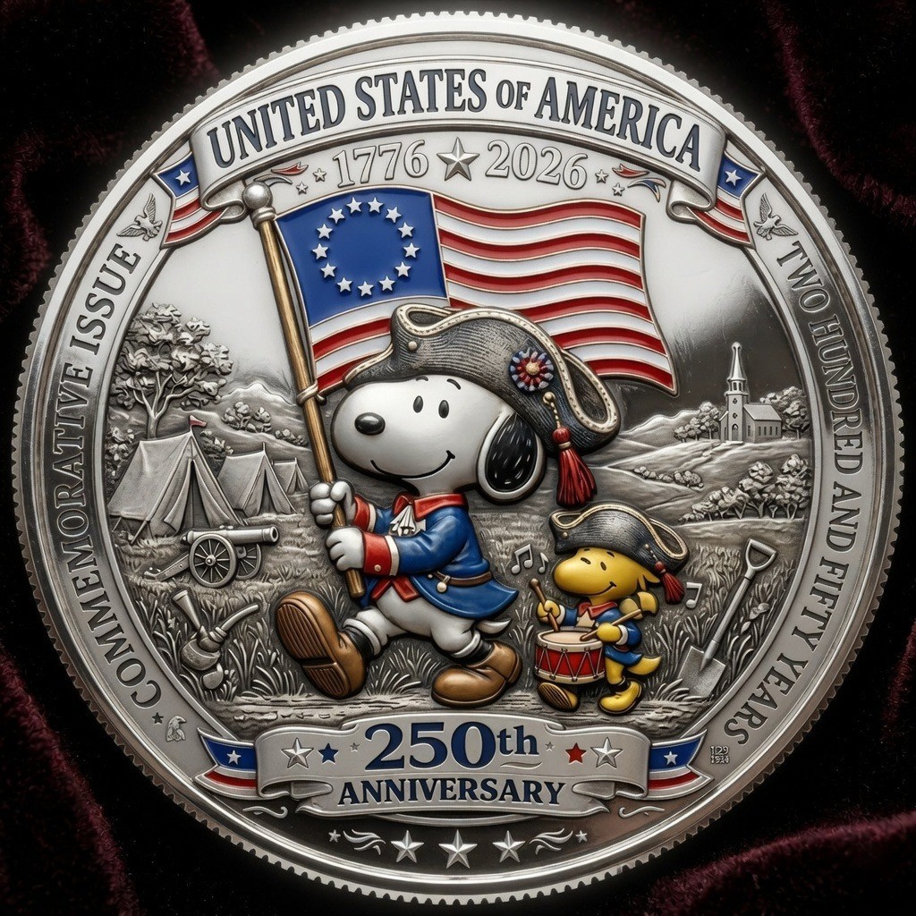 USA 250th Anniversary Coin 1776-2026 Snoopy Patriot Gold Challenge Coin Heritage