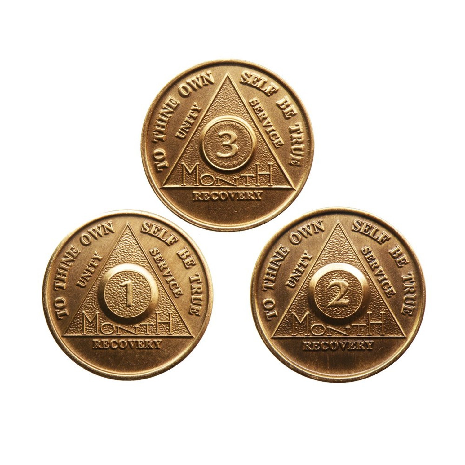 wendells AA Alcoholics Anonymous Medallion Set 30 60 90 Days 1 2 3 Month Bron…