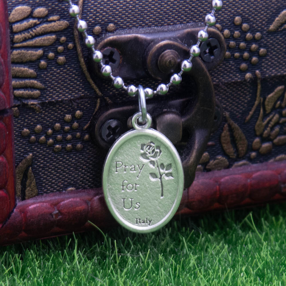 Patron Saint St Michael Pray For Us 1″ Medal Pendant Necklace 24″ Chain Italy