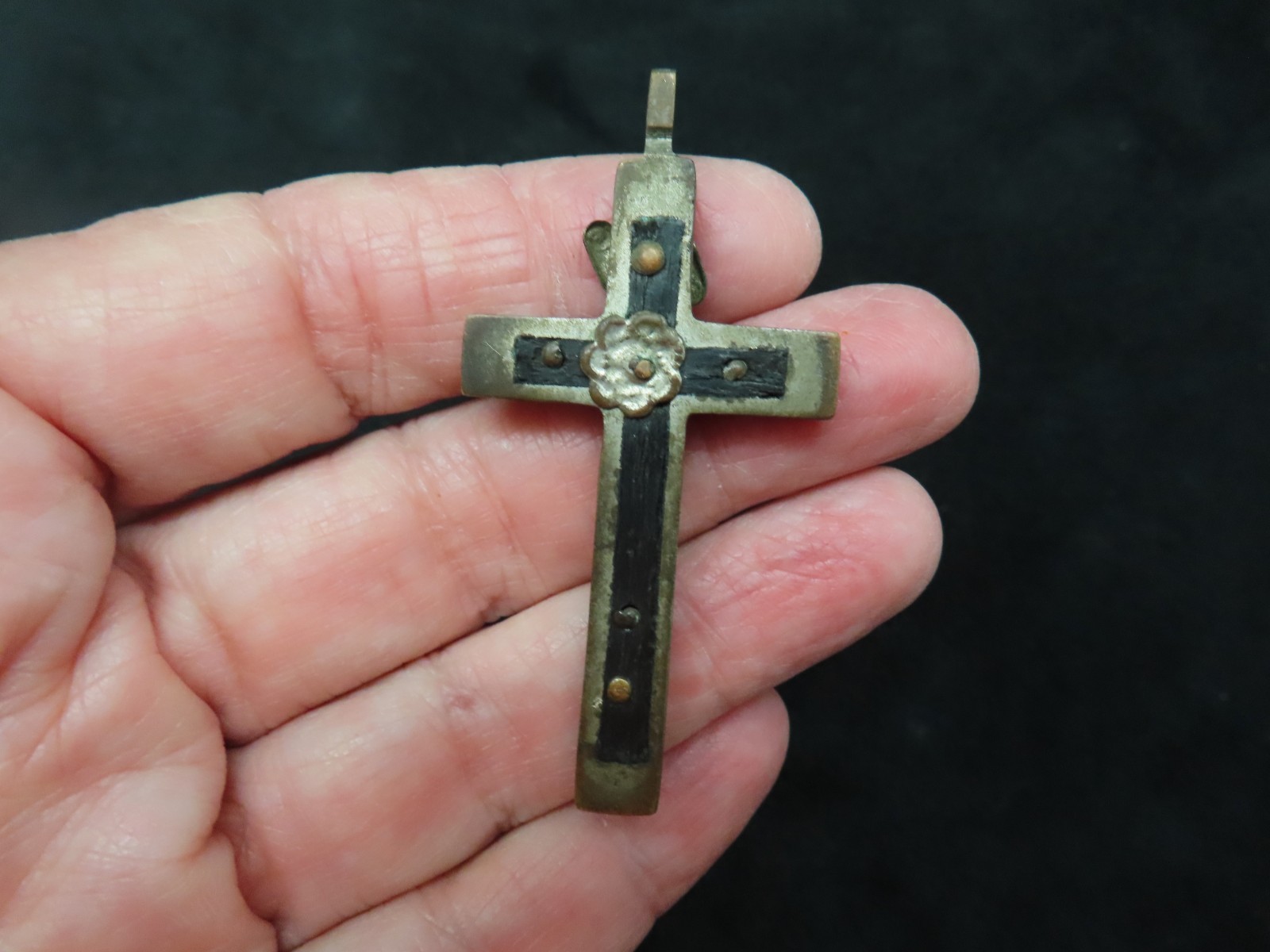 Vintage 1880’s-1900- Golgotha Crucifix Handmade w/Skull & Cross Bones