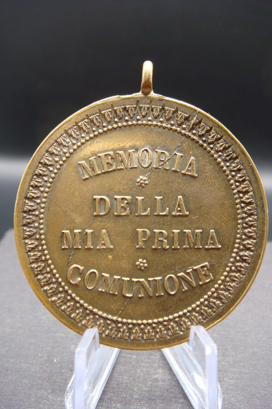 Rare Antique Italian First Holy Communion Commemorative Medal St. Aloysius