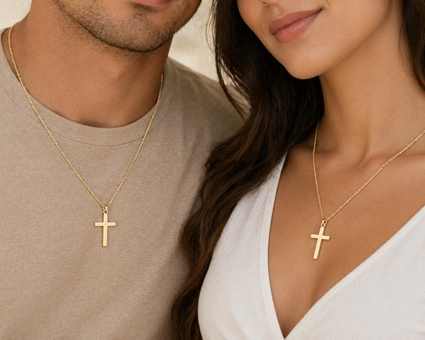 Gold Plated Sterling Medal Cross Pendant Necklace with Brass Chain & Gift Box