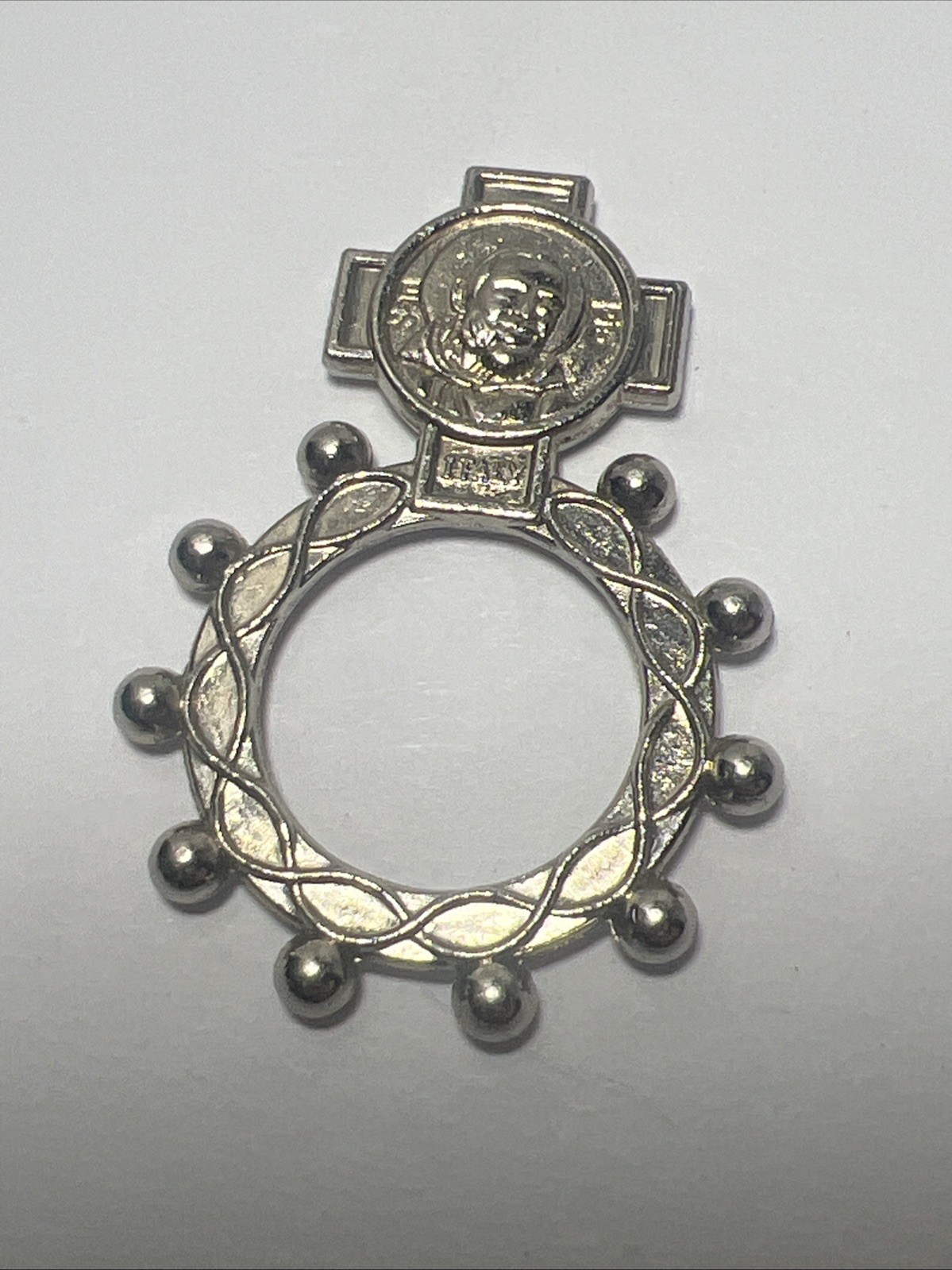 Genuine EX Indumentis San Padre Pio Rosary Ring Medal Emblem **Made in Italy**