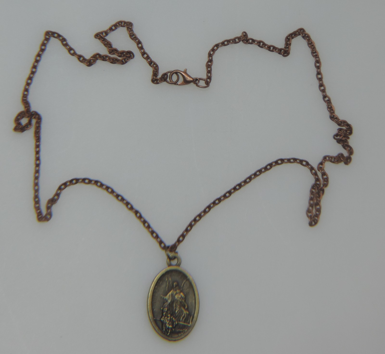 Guardian Angel/ St. Michael Medal with a 19″ Antique Red Copper Chain with Clasp