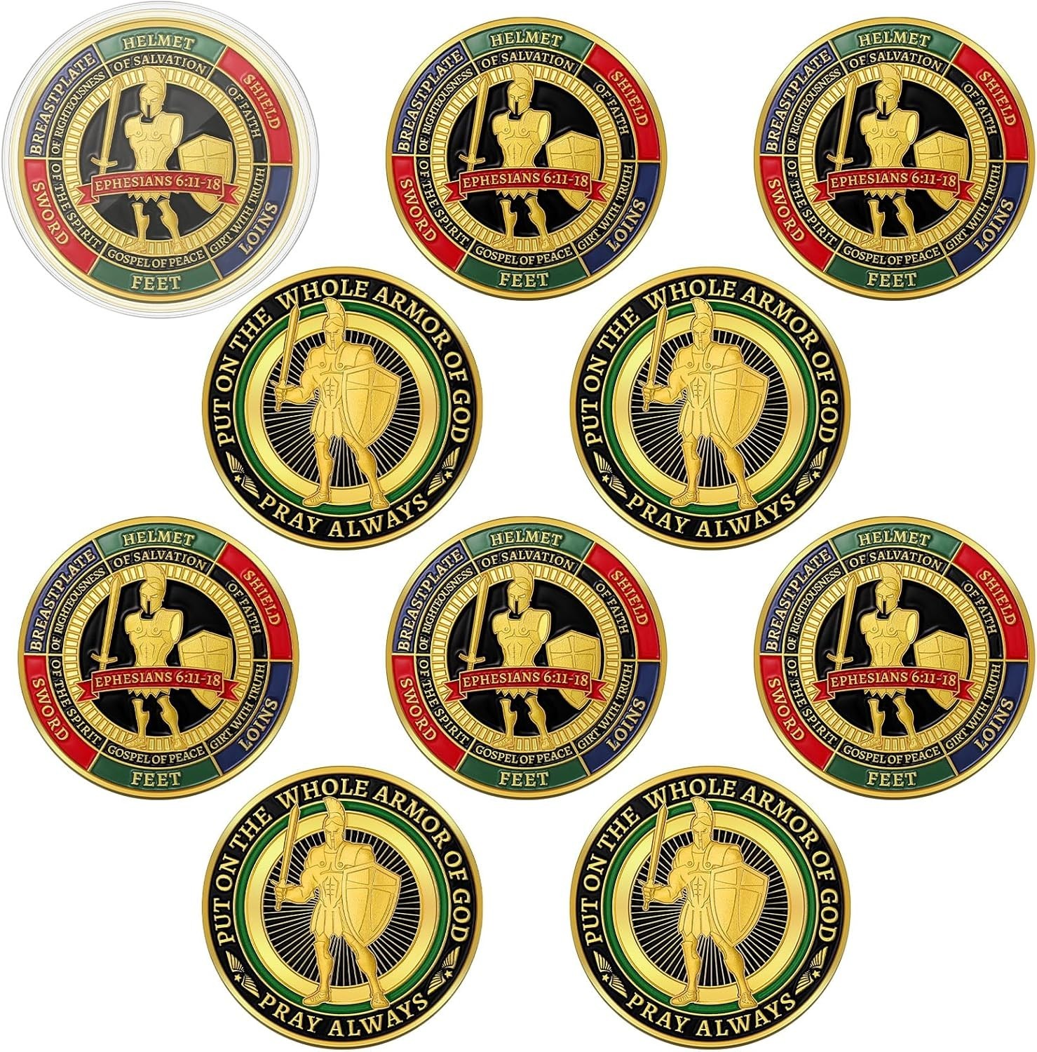 Elegant 10-Piece Armor of God Coins – Classic Design for Faith & Inspiration