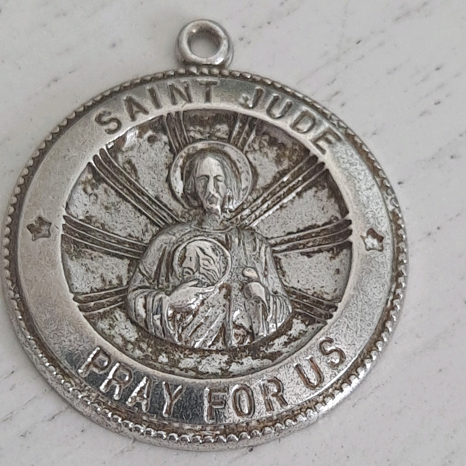 THEDA Vintage .925 Sterling Silver St. Jude Pray For Us Medal 8 grams