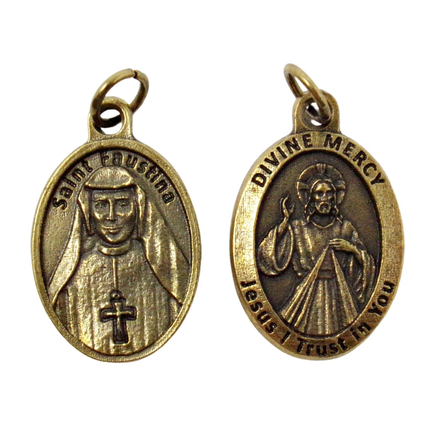 Divine Mercy St Faustina Bronze Tone Medals for Rosary Parts and Jewelry 1 In