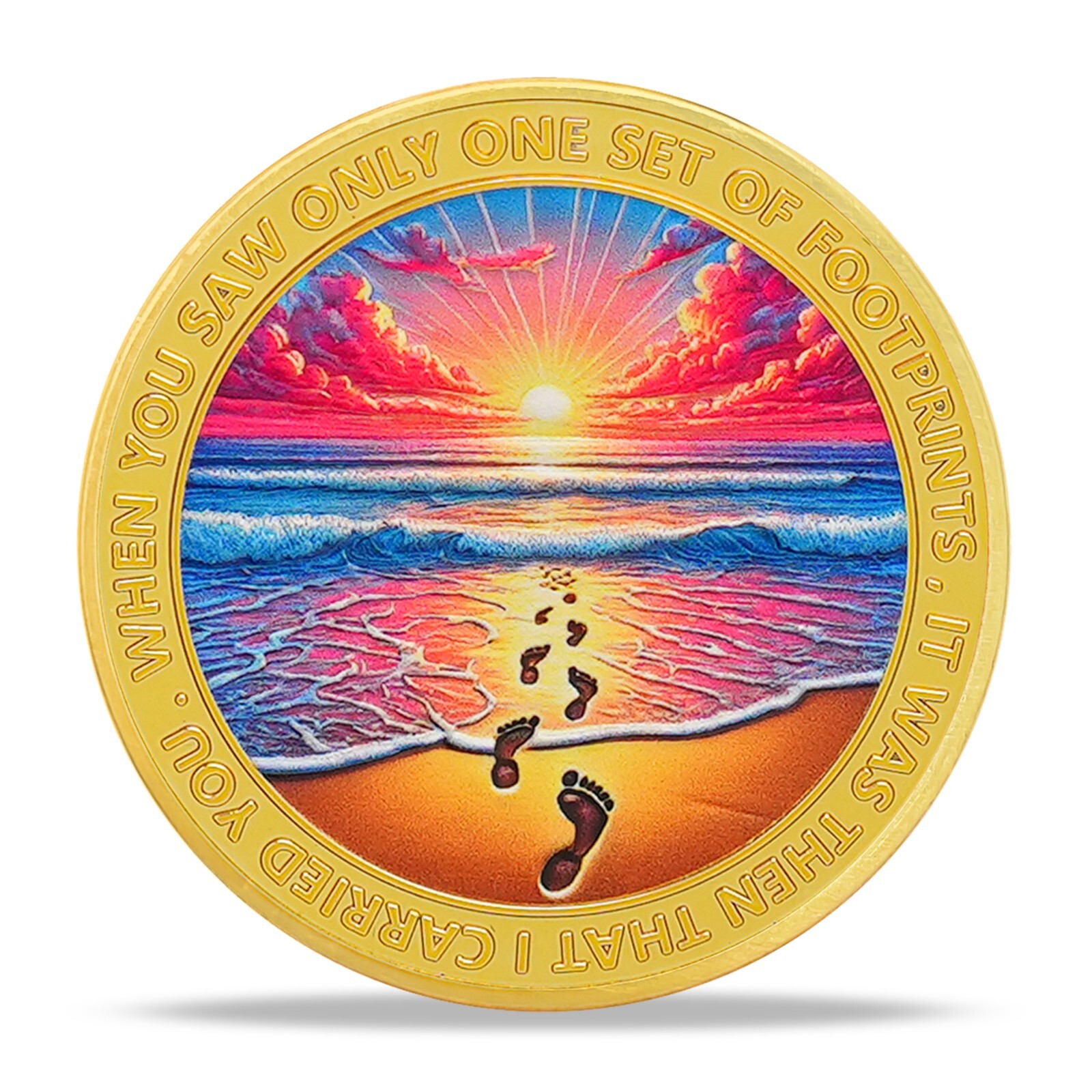 Footprints in the Sand Coins 5Pack – Christian Bible Verse Challenge Coin Medals