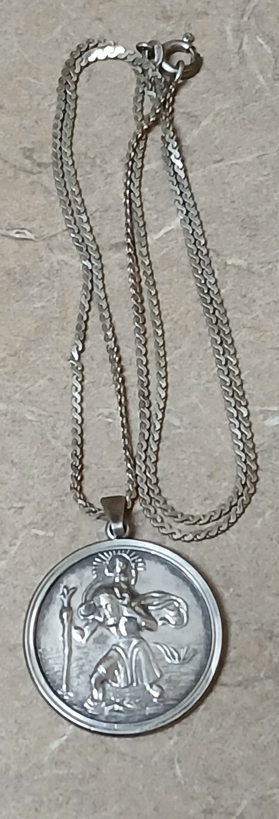 Vintage Sterling Silver St. Christopher Medal With 19″ 925 Chain