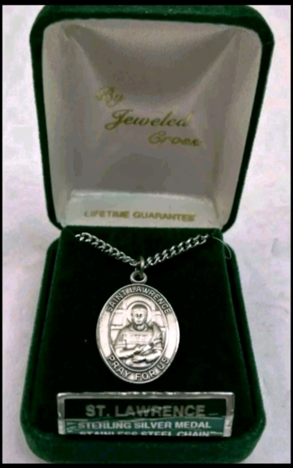 Saint Lawrence Sterling Silver Pendant Stainless Steel Chain Pray For Us New