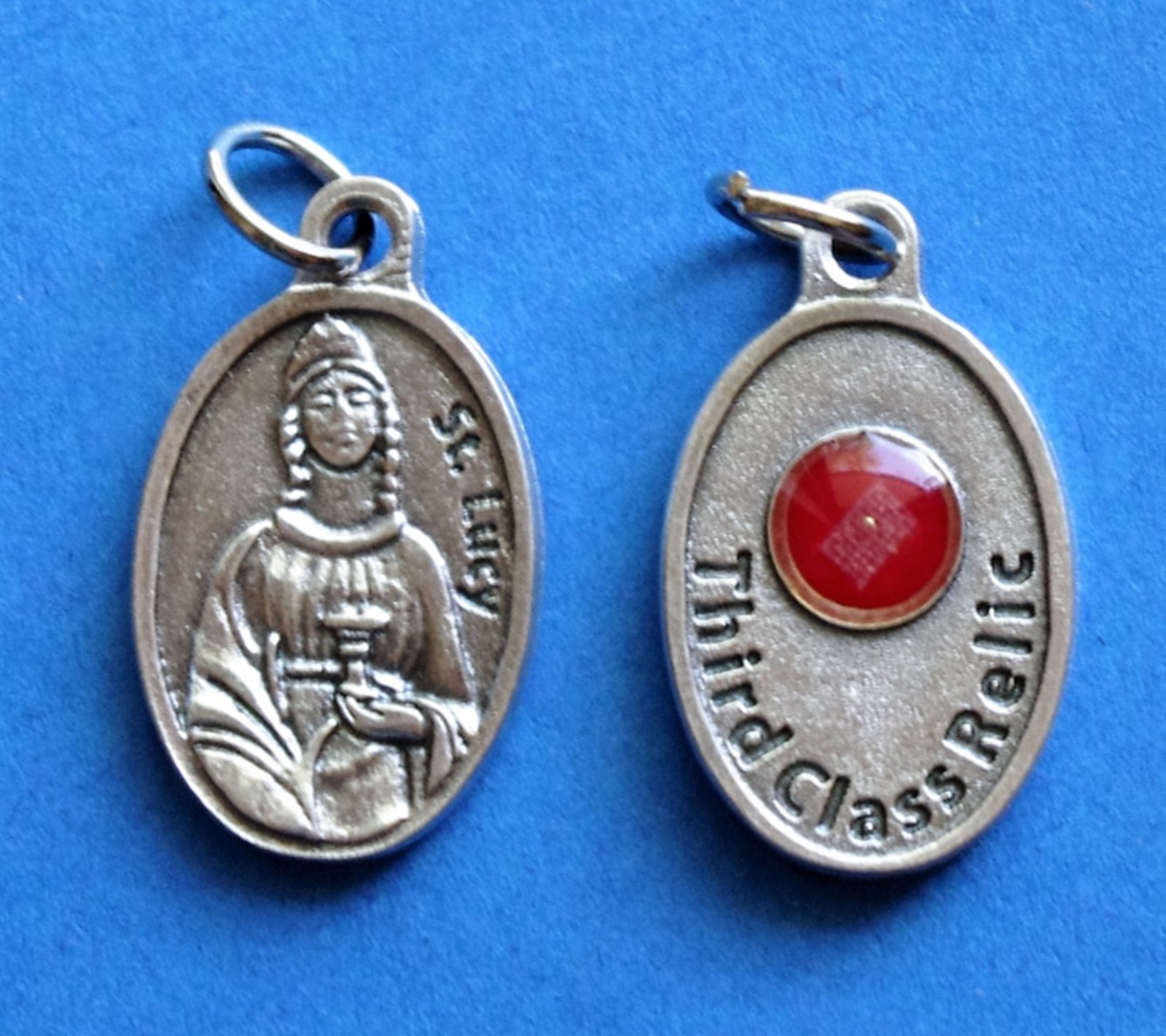 St Lucy Relic Medal 1 Inch 3rd Class Cloth Relic Patron of Eye Disorders