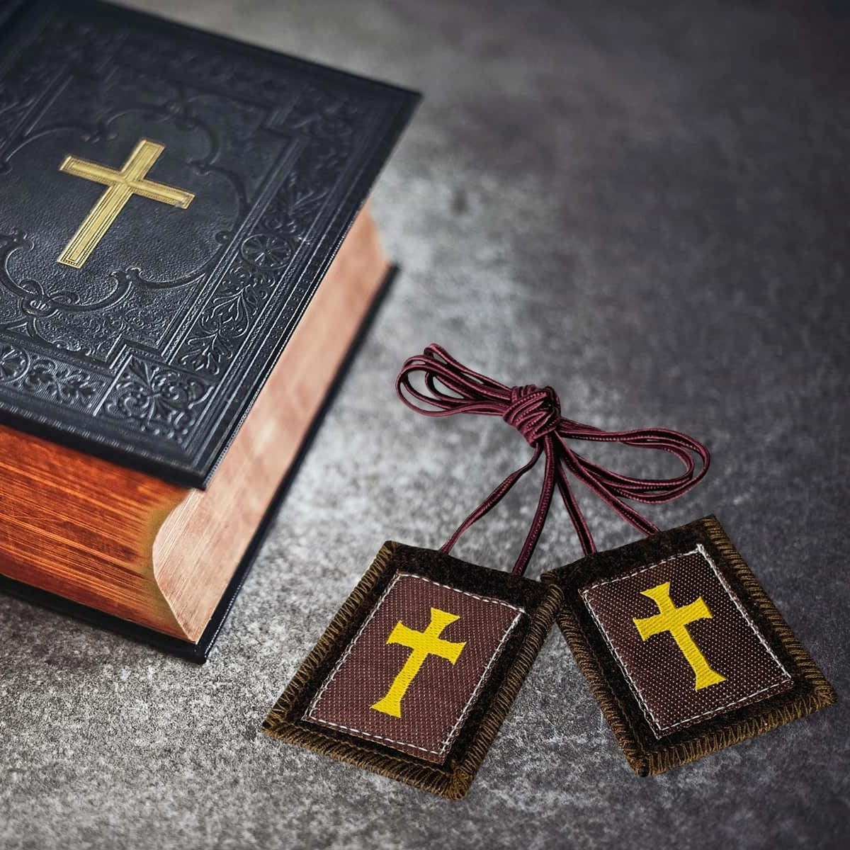 Classic Rectangular Brown Scapulars – 3 Pack for Home Blessings and Devotion