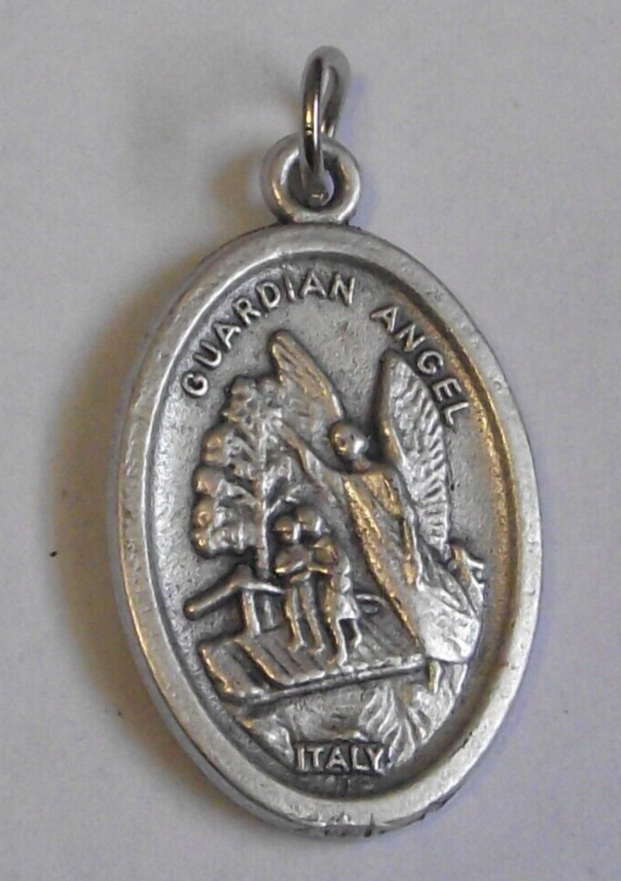 Oval pendant medal Guardian Angel St Saint Michael Archangel killing the devil