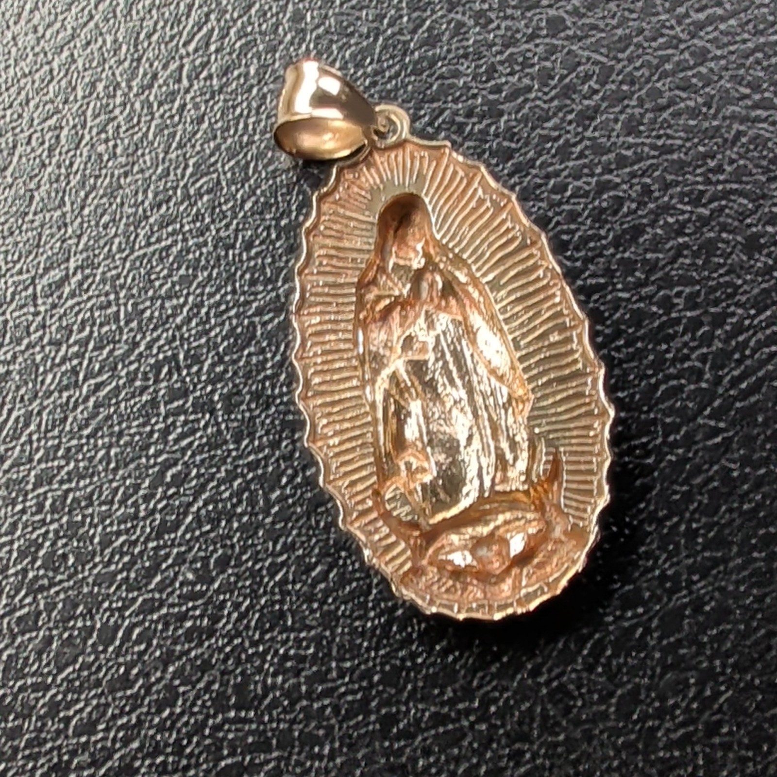 Gold 10 Kt Our Lady of Guadalupe Virgin Mary Medal Pendant w/ Bail