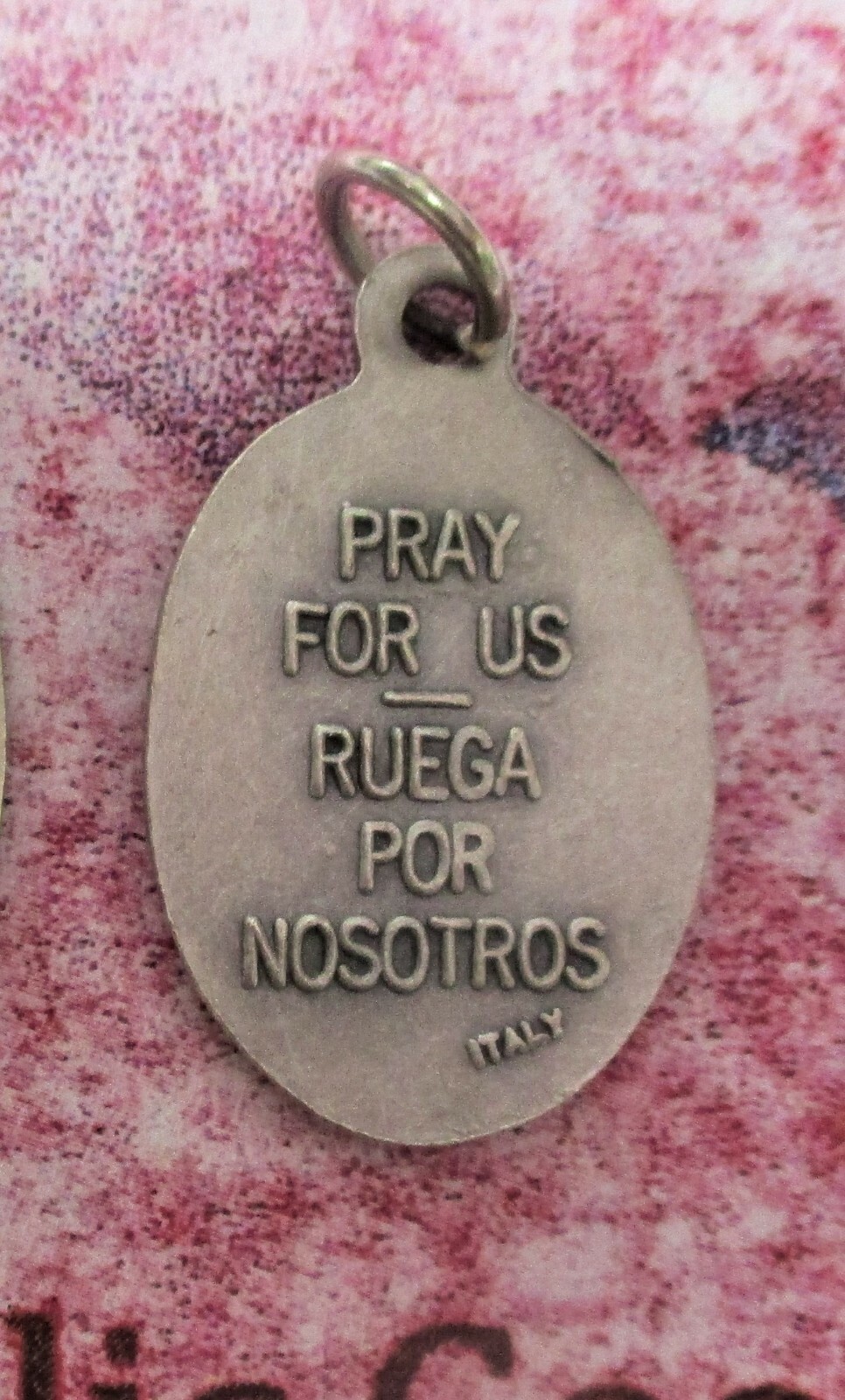 St. Cecilia – (Spanish + English) Pray for Us – Italian Silver tone OX 1″ Medal