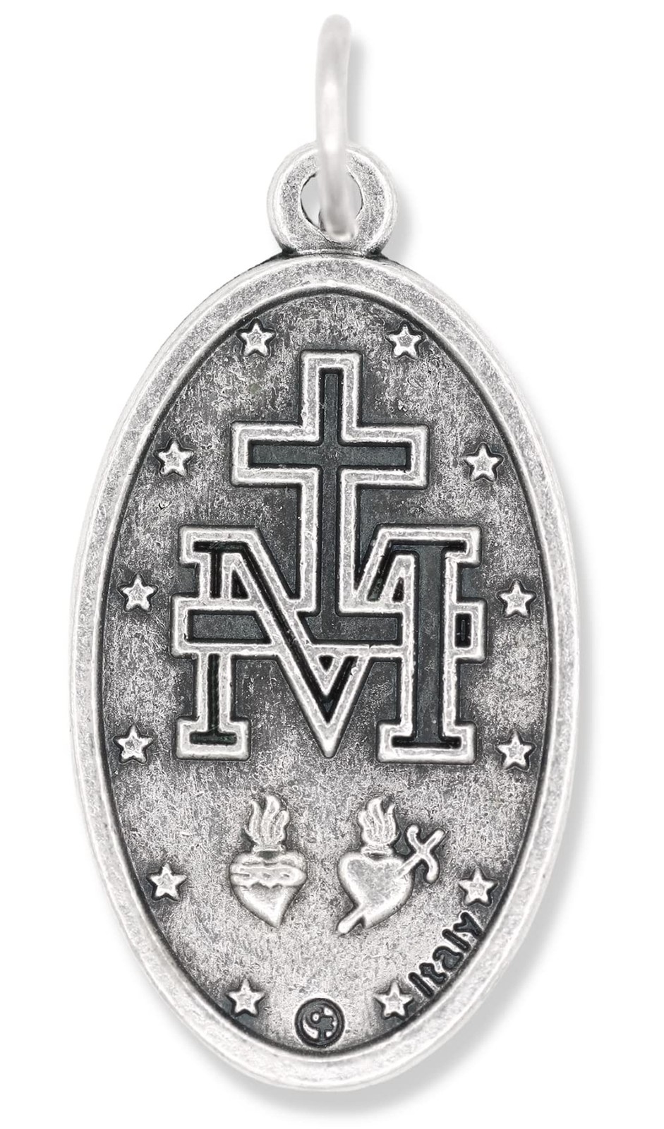 Bulk Pack of 10 – Miraculous Medal – 1 1/8″ Silver Oxidized Pendant for Neckl…