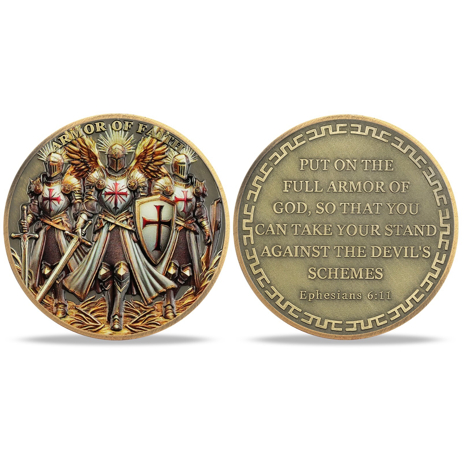 The Knights Templar Christian Challenge Coin Ephesians 6:11 Verse Religious Coin