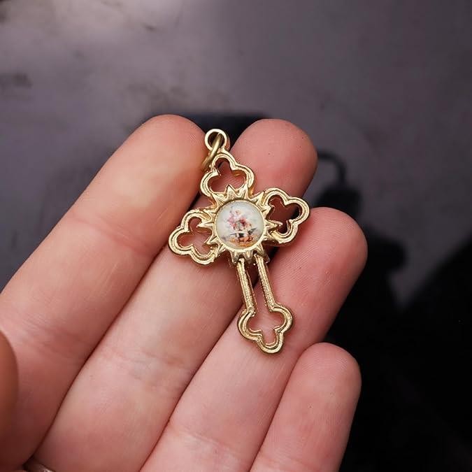 Needzo St. Michael Cross Charms, 1.5″, Gold Tone, Pack of 2 Pendants