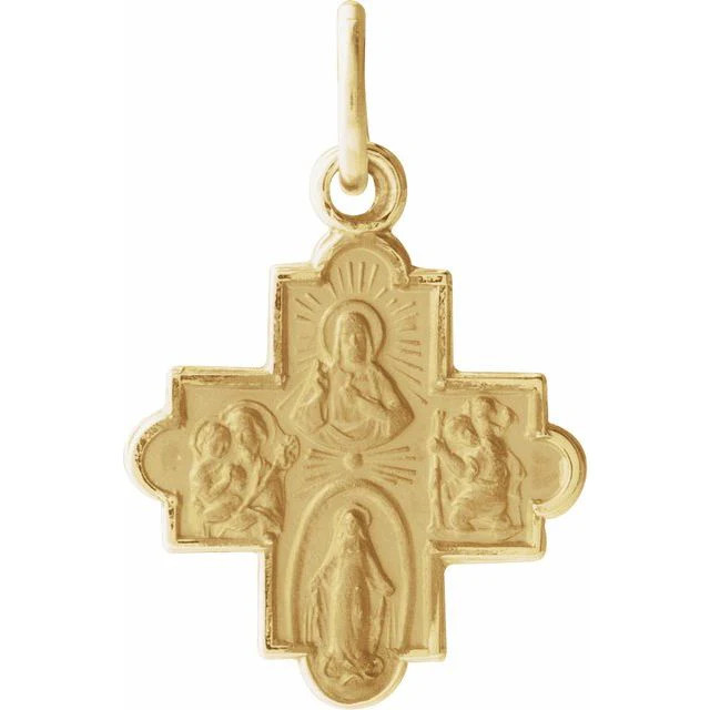 14K Yellow Gold 4-Way Cross Pendant