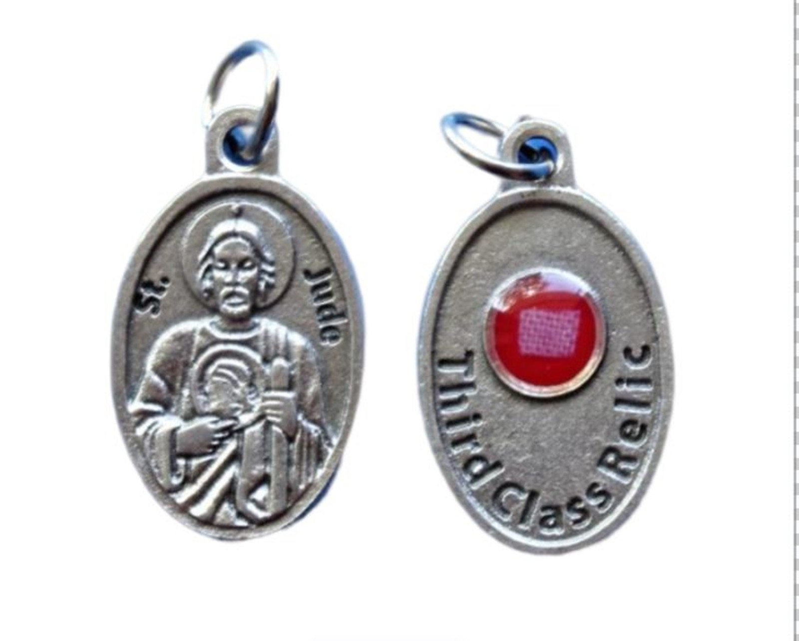 St Jude Relic Medal 1 Inch Silver Tone 3rd Class Relic Catholic Pendant