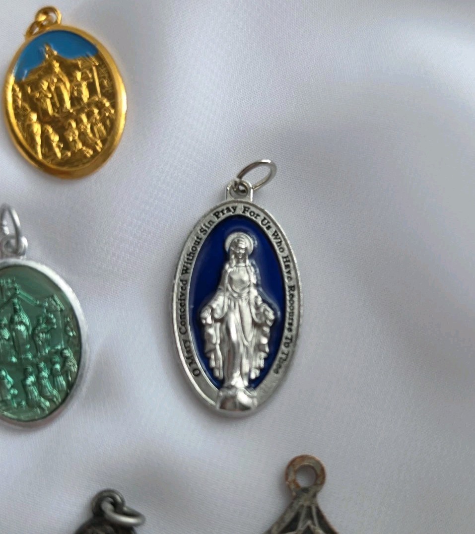Catholic Religious Medal Lot Of 23, Ring, Brooches