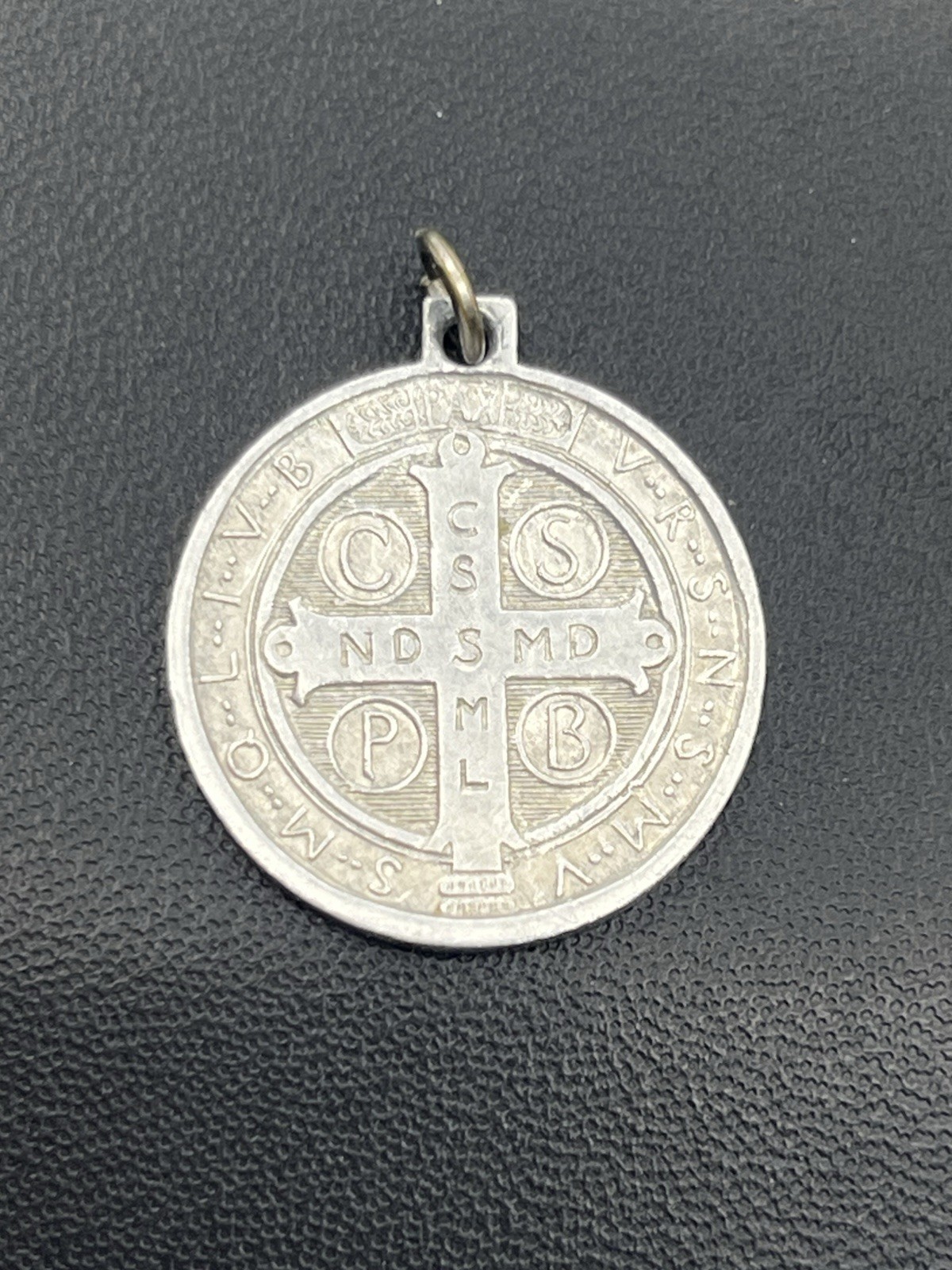 Saint Benedict Catholic religious silver tone round pendant for necklace