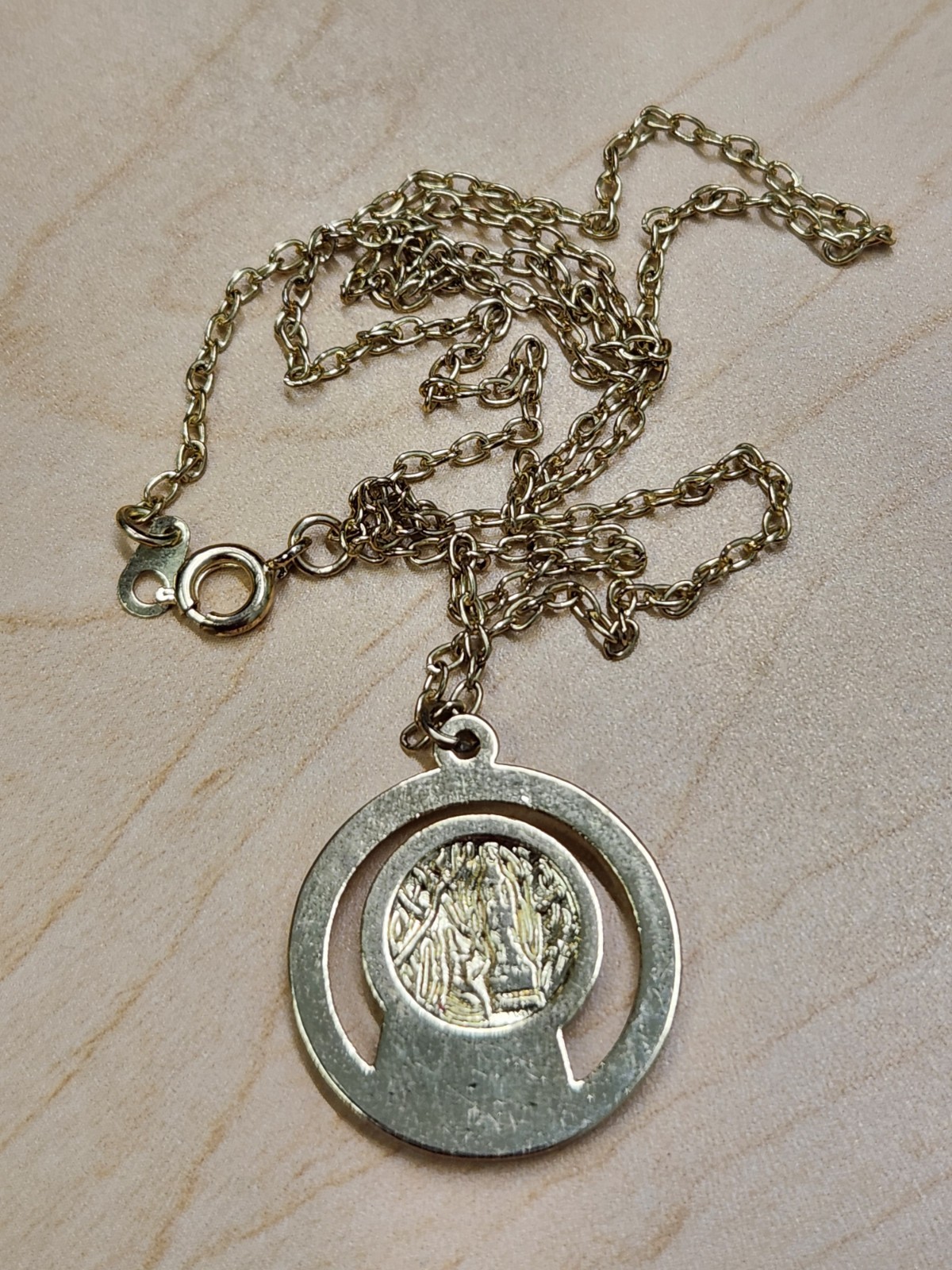 Gold Toned Virgin Mary Our Lady of Lourdes Medal