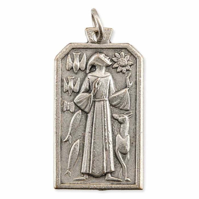 St. Saint Francis of Assisi – Pray for Us – Silver Tone Oxidized 1.25 ” Medal