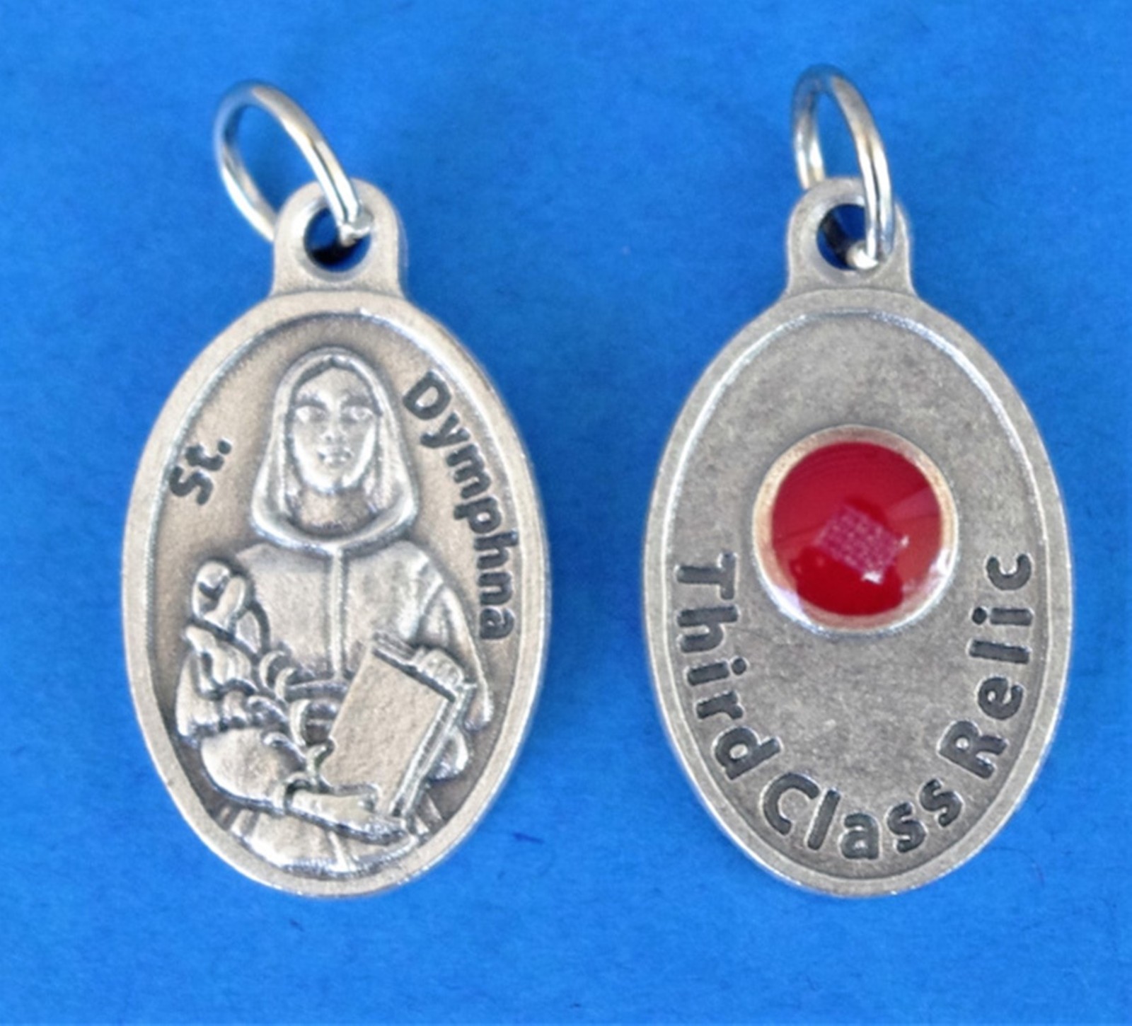 St Dymphna Relic Medal Patron of Stress 3rd Class Relic Pendant