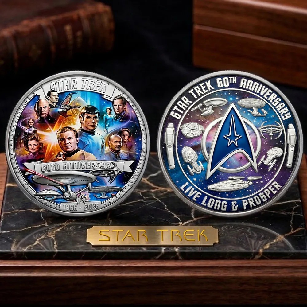 Star Trek 60th Anniversary Commemorative Coin 1966-2026 Gold Medal Enterprise