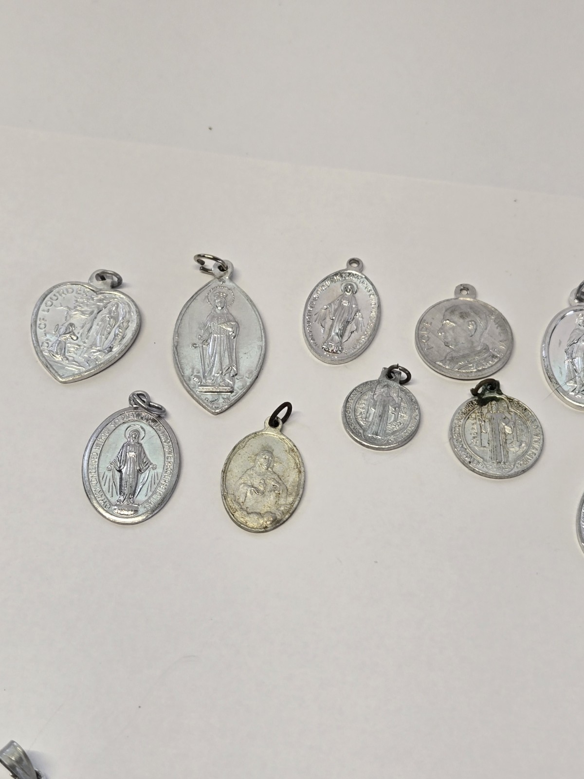 Vintage 39 Piece Lot Aluminum Catholic Medals Half Marked Italy France Germany