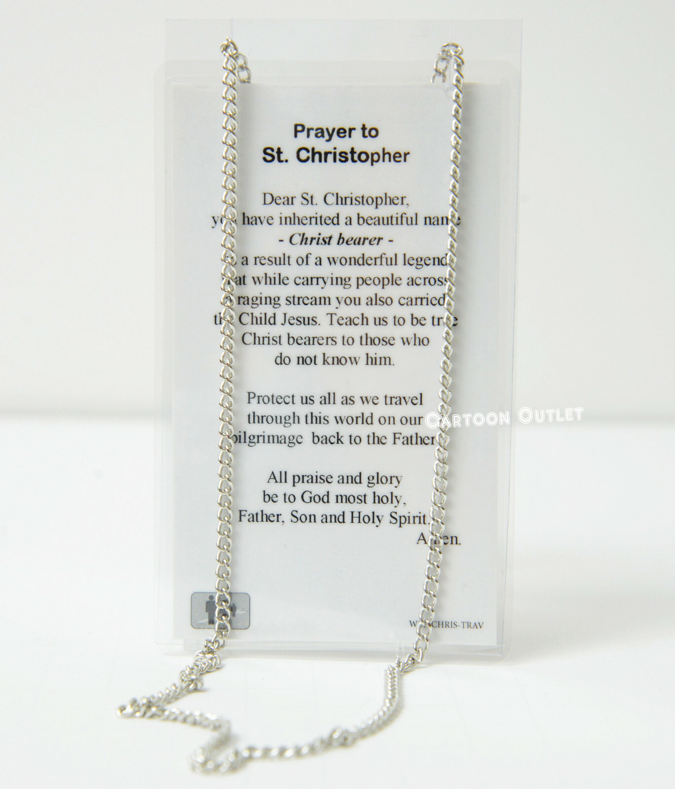 St. Christopher Medal Necklace w/ Laminated Prayer Card Protection San Cristobal