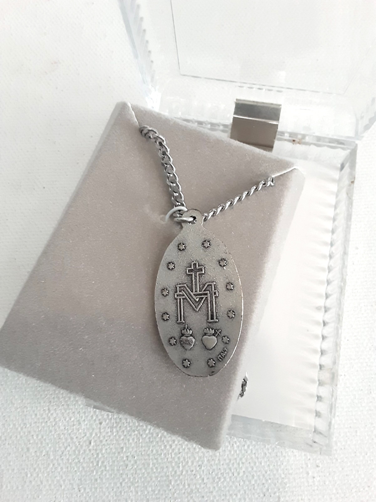 1.5″ Miraculous Medal on 24″ Continuous Chain, Comes Boxed, From Italy