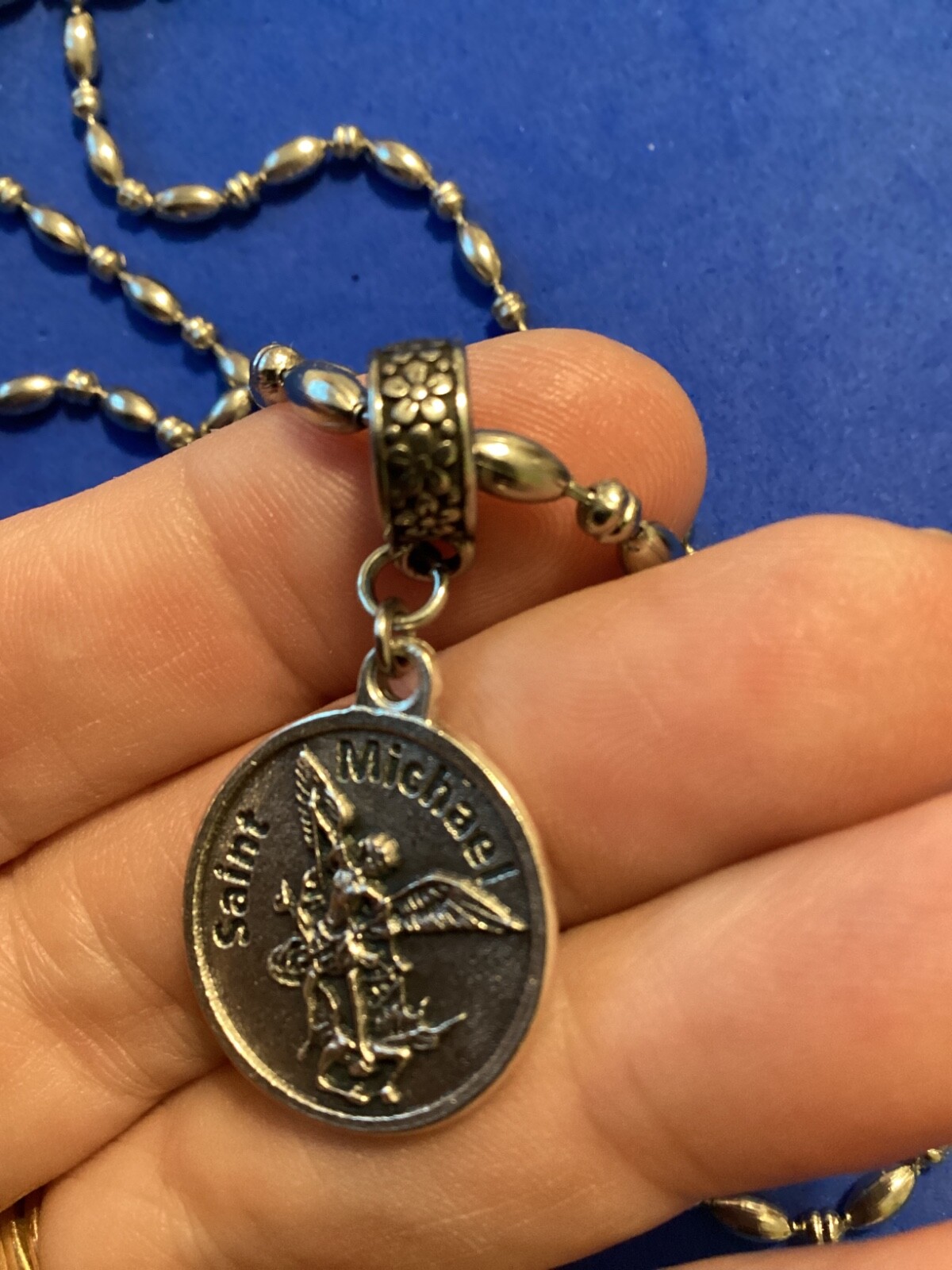 Rare ARCHANGEL St MICHAEL Saint Medal NECKLACE Pendant Angel Stainless Chain 30″