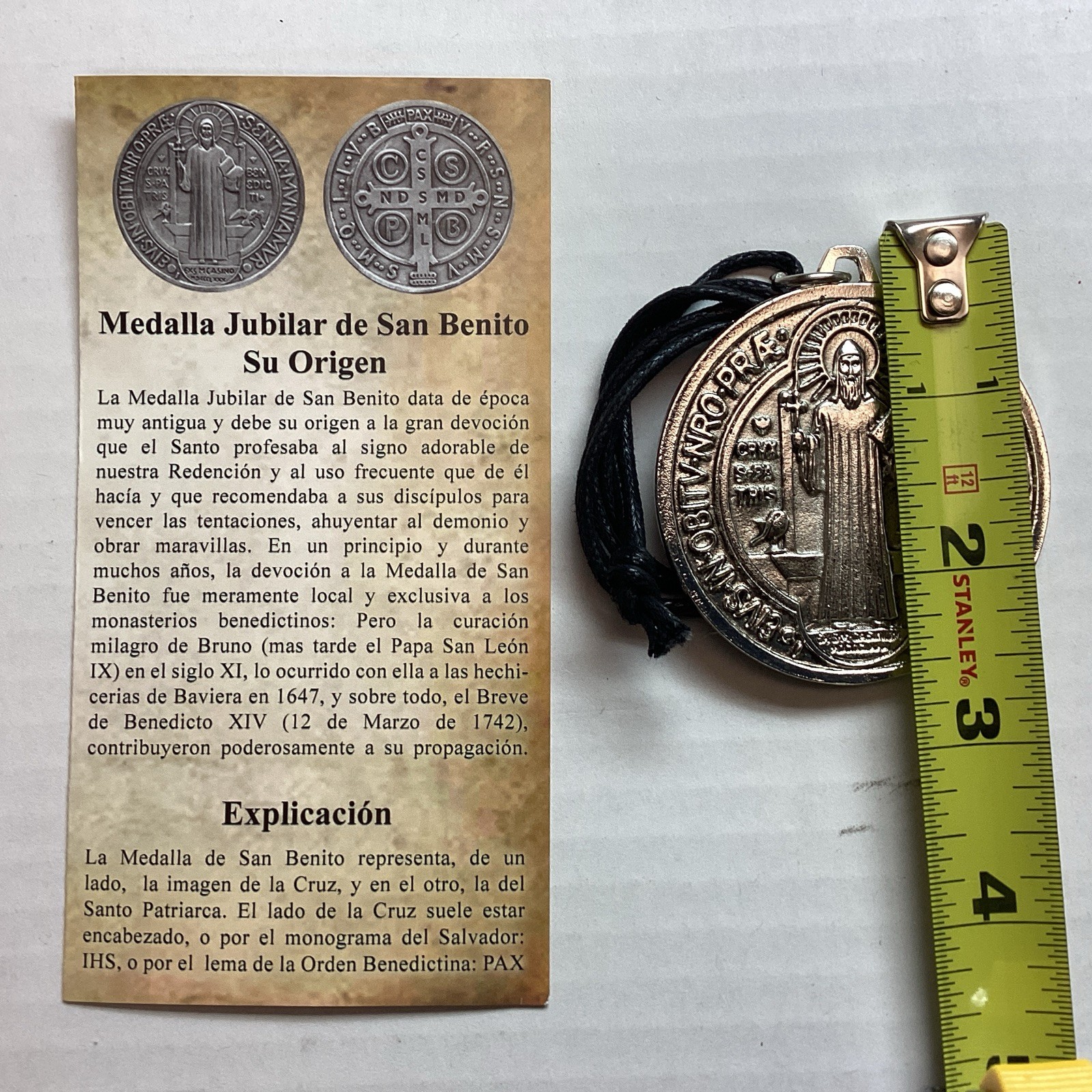 Medal St Benedict 2” Protection Exorcism Prayer Card Medalla San Benito Oración