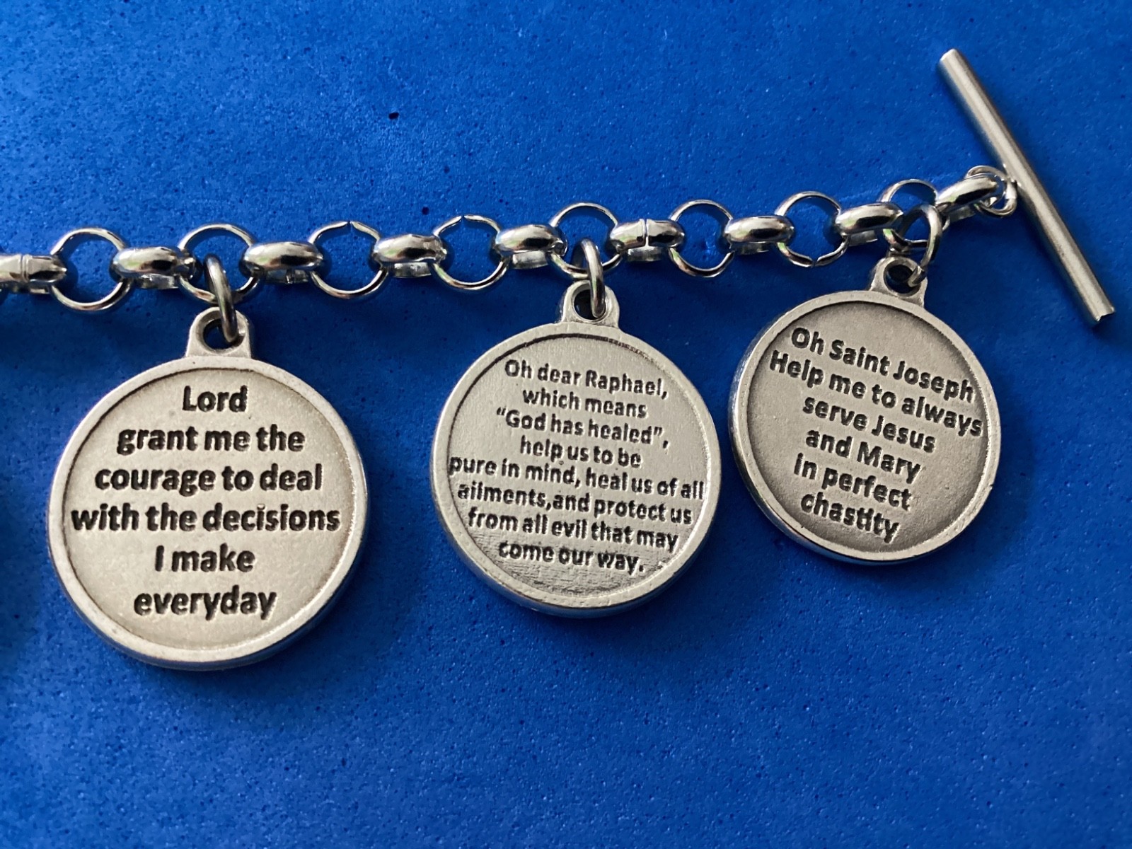 Custom Mary Female Religious Saint Medal Charm Bracelet Lot Stainless Steel 7.5″