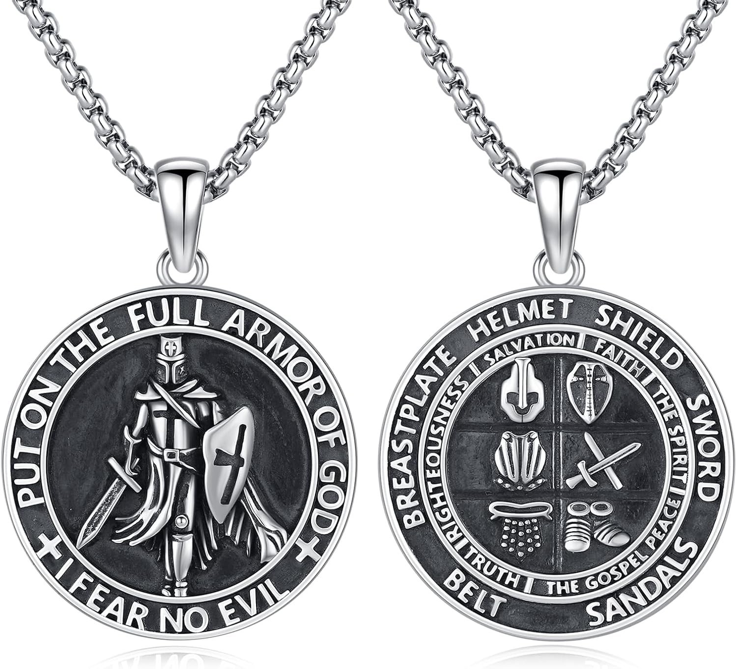 Sterling Silver Templar Knight Necklace | Religious Jewelry