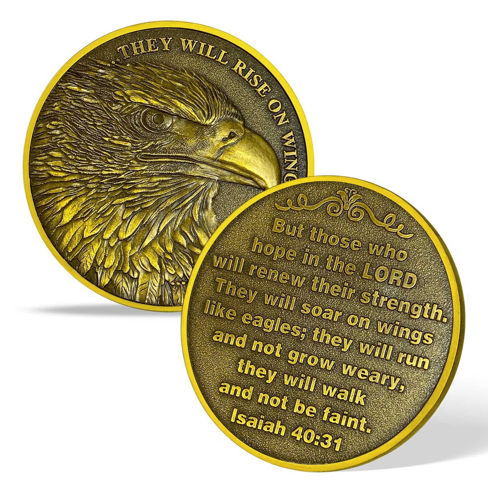 5pcs Inspirational Isaiah 40:31 Verse Religious Eagle Christian Challenge Coin
